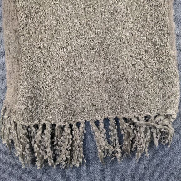 Alberto Makali Womens Shawl Wrap Poncho Gray Medium Faux Fur Fringed Nylon - Picture 8 of 12